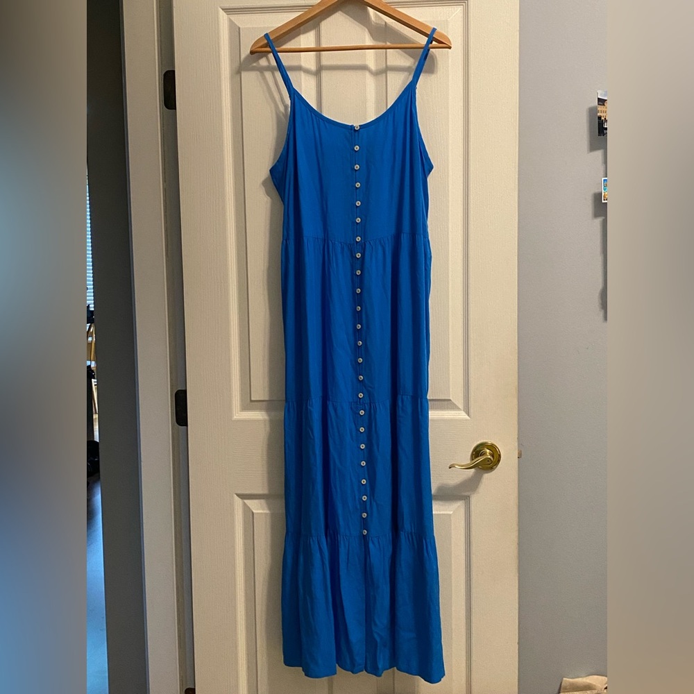 NWT Reitmans Vibrant Blue Button Down Maxi Dress - Summer, Beach, Casual-Size L